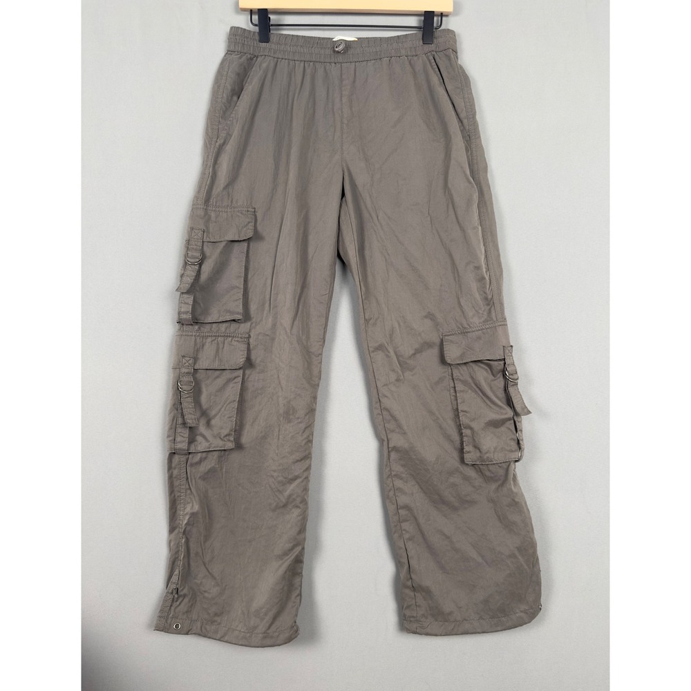 C&C California Gray Cargo Parachute Pants Womens Small Utility Baggy Y2K